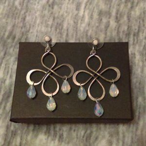 Silvertone swirly dangle earrings